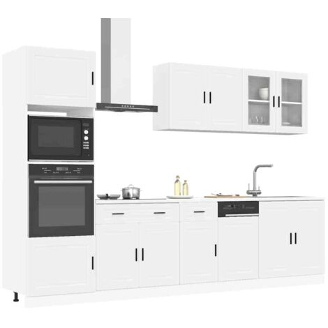 Vidaxl – Ensemble de 7 meubles de cuisine Porto en bois d'ingénierie blanc – Dimensions optimisées 80x46x81,5 cm – Surface lisse résistante à l'humidité – Pieds réglables (1/6)