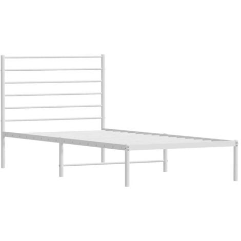 Cadre de lit métal sans matelas et tête de lit blanc 100x190 cm vidaXL (1/5)