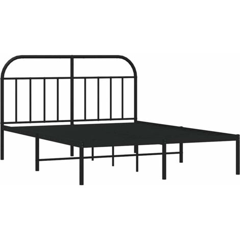 Cadre de lit métal sans matelas avec tête de lit noir 150x200cm vidaXL (1/5)