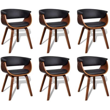 Vidaxl – Lot de 6 chaises à manger en bois courbé et similicuir – Design ergonomique – Confort durable – Dimensions 59,5 x 51 x 72 cm (1/7)
