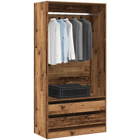 Vidaxl – Garde-robe en bois d'ingénierie vieux bois 100x50x200 cm – Espace de rangement compact pour vêtements et sacs – Fixation murale incluse (1/6)