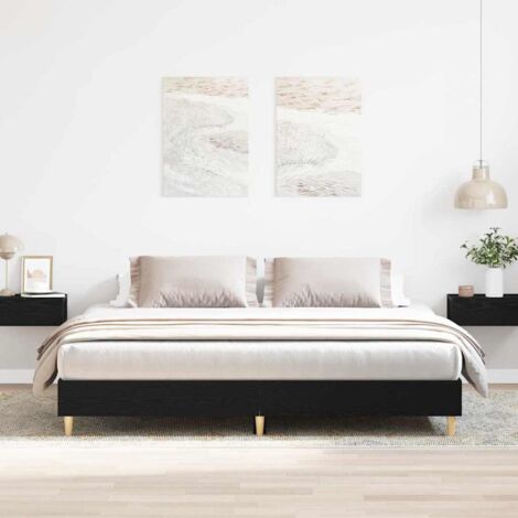 Cadre de lit Chêne noir 160 x 200 cm Bois d'ingénierie vidaXL (1/5)