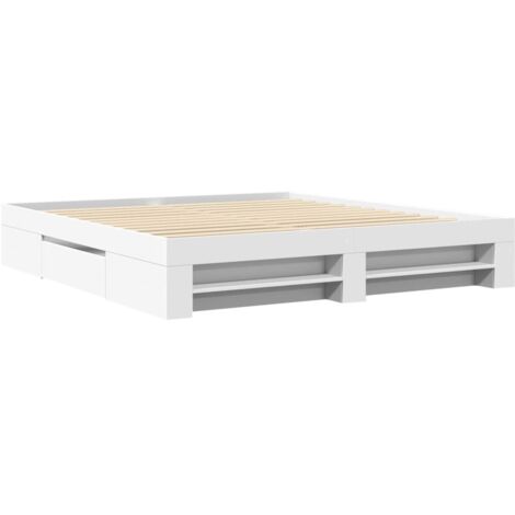 Cadre de lit sans matelas blanc 200x200 cm bois d'ingénierie vidaXL (1/5)