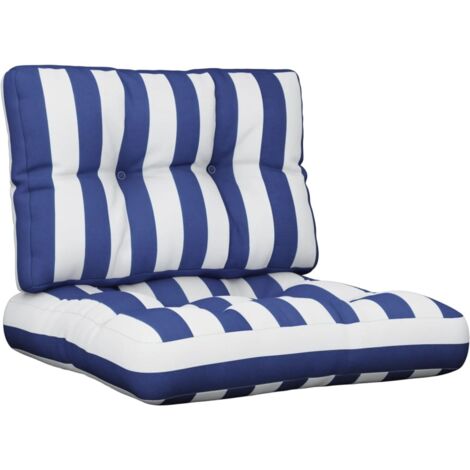 Coussins de palette lot de 2 rayures bleues/blanches tissu vidaXL (1/5)