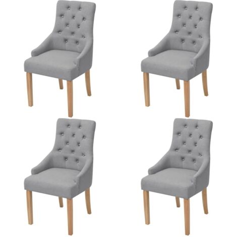 Chaises à manger lot de 4 gris clair tissu vidaXL (1/5)