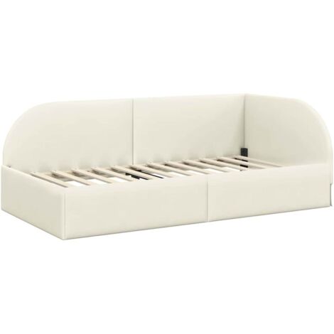 Vidaxl – Cadre de lit d'angle crème 90 x 200 cm – Tête de lit murale – Velours doux – Structure en contreplaqué robuste – Design moderne (1/5)