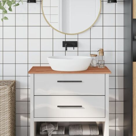 Comptoir de salle de bain 80x40x1,5 cm bois massif de hêtre vidaXL (1/5)