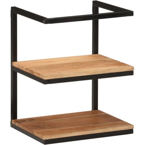 Vidaxl – Étagère murale en bois d'acacia massif 40x30x50 cm – Fer enduit noir – Fixation murale pour rangement décoratif (1/6)