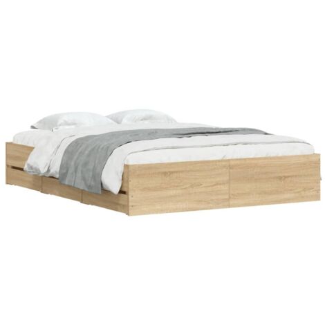 Cadre de lit et tiroirs chêne sonoma 140x190 cm bois ingénierie vidaXL88687 (1/5)