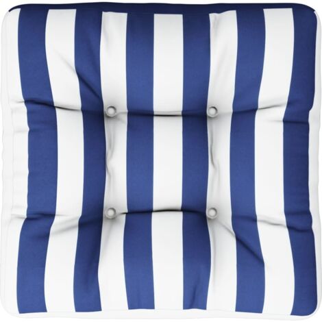 Coussin de palette rayures bleues et blanches 50x50x12 cm tissu vidaXL (1/5)