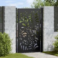 Vidaxl – Portail aluminium noir 100x150 cm – Acier galvanisé – Design découpé au laser – Système de verrouillage avec 3 clés