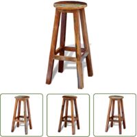 Vidaxl – Tabouret de bar en bois de récupération massif – Hauteur 75 cm – Confort optimal avec repose-pieds – Capacité 110 kg