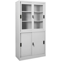 Vidaxl – Armoire d'atelier porte coulissante 90x40x180cm – Acier et verre trempé – 3 étagères réglables – 4 portes avec serrures