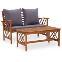 Salon de jardin 2 pcs avec coussins bois d'acacia solide vidaXL