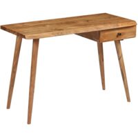 Vidaxl – Table à écrire en bois d'acacia massif 110 x 50 x 76 cm – Design vintage avec tiroir intégré – Bureau droit pour espace de travail