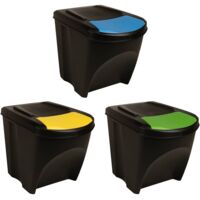 Vidaxl – Poubelle d'extérieur empilable 3 pcs 75 L – Polypropylène anthracite – Nettoyage facile – Tri des déchets pratique