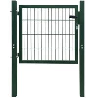 Vidaxl – Portillon fer et acier vert 100x100 cm – Soudé avec fils verticaux et horizontaux – Verrou robuste avec 2 clés – Installation facile