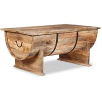 Vidaxl – Table basse fixe en bois de manguier massif 88x50x40 cm – Finition mate – Grand compartiment de rangement – Design vintage