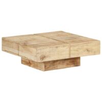 Vidaxl – Table basse fixe 80x80x28 cm en bois de manguier massif – Finition naturelle – Idéale pour salon ou bureau – Résistante et unique
