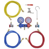 Vidaxl – Manifold 2 voies avec mallette – Pression de service max 500 PSI – Vanne de remplissage en bronze – 3 flexibles de 152 cm
