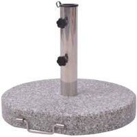 Vidaxl – Pied de parasol 30 kg en granit poli et acier inoxydable – Pour parasols jusqu'à 3m de diamètre – Poignée de transport incluse – 2 adaptateurs Ø 38/48 mm