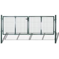 Vidaxl – Portail de clôture en acier 300x100 cm – Résistant à la corrosion – Installation facile avec charnières boulonnées – Vert