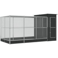 Vidaxl – Volière en acier galvanisé 416x203x216 cm – Grille 1x1 cm – Porte verrouillable – Grand espace pour oiseaux et petits animaux