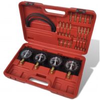 Vidaxl – Kit d'outils de jauges de synchroniseur de vide de carburateur – 4 jauges avec tuyaux en caoutchouc – Étui de transport inclus – Dimensions 45x30x9,5cm