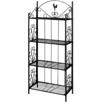 Vidaxl – Support à plantes 4 niveaux en acier noir – Hauteur 153 cm – Antirouille – Pour jardin, patio ou terrasse