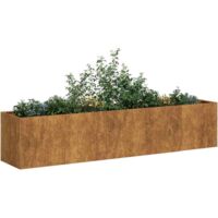 Vidaxl – Jardinière rouillée 200x40x40 cm en acier inoxydable – Fond ouvert pour drainage – Stabilité renforcée avec supports intérieurs