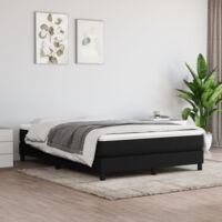 Sommier à lattes de lit avec matelas Noir 160x200 cm Tissu vidaXL