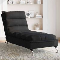 Chaise longue de massage avec coussins noir tissu vidaXL