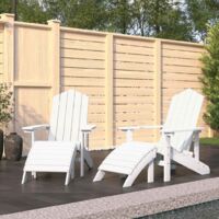 Chaises de jardin Adirondack lot de 2 repose-pieds PEHD Blanc vidaXL
