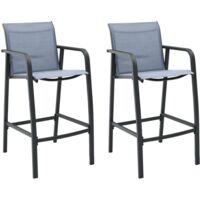 Vidaxl – Lot de 2 chaises de bar de jardin en textilène gris – Cadre en acier robuste – Dimensions 54 x 63,5 x 109 cm – Confort extérieur