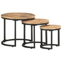 Tables d'appoint 3 pcs Bois de manguier brut vidaXL