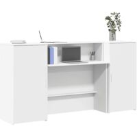 Vidaxl – Bureau de réception blanc 200x50x103,5 cm – Bois d'ingénierie résistant à l'humidité – Grand espace de rangement – Design pour bureaux et cliniques