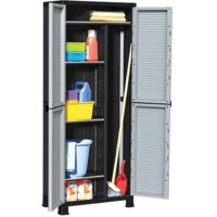 Vidaxl – Armoire d'atelier en plastique 68x39x171,5 cm – 2 portes – 6 étagères – Capacité 20 kg par étagère – Verrouillable