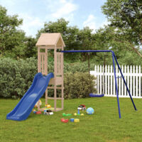 Vidaxl – Aire de jeux d'extérieur en bois de pin massif – Cadre robuste avec toboggan ondulé et balançoire – Dimensions 238 x 259 x 207 cm