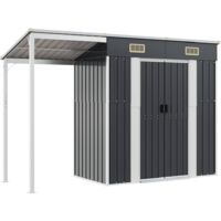 Vidaxl – Abri de jardin métal anthracite 277x107x181 cm – Acier galvanisé – Toit prolongé pour rangement bois – Ventilation intégrée