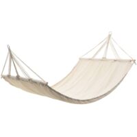 Vidaxl – Hamac crème 210x150 cm – Charge max 150 kg – Coton 55% et polyester 45% – Pour 2 personnes – Installation facile