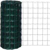 Vidaxl – Clôture euro en acier 25 m x 0,8 m – Fil d'acier enduit PVC 2,2 mm – Résistante aux UV et à la rouille – Pour délimitation jardin et protection animaux