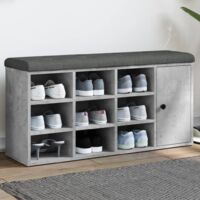 Banc à chaussures gris béton 102x32x50 cm bois d'ingénierie vidaXL