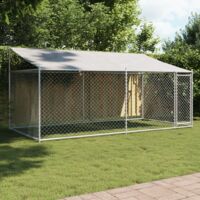 Vidaxl – Cage pour chien avec toit imperméable et porte verrouillable – Acier galvanisé – Dimensions 4x2x2 m – Enclos extérieur ventilé