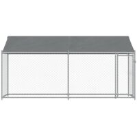 Cage pour chien avec toit et porte gris 2x2x2 m acier galvanisé - Jardin & Plantes