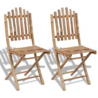 Vidaxl – Chaises pliables de jardin en bambou – Lot de 2 – Résistantes aux intempéries – Charge maximale 110 kg par chaise