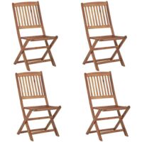 Vidaxl – Lot de 4 chaises pliables d'extérieur en bois d'acacia massif – Résistantes aux intempéries – Hauteur d'assise 45 cm – Dimensions 48,5 x 57 x 91 cm