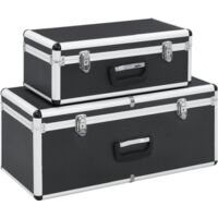 Vidaxl – Caisse en bois 2 pcs – Aluminium noir – Construction légère et robuste – Verrouillage à pression – Poignée de transport