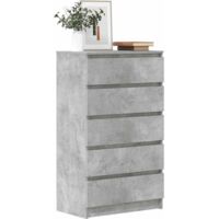 Vidaxl – Commode enfant gris béton 60x36x103 cm – Bois d'ingénierie durable – 5 tiroirs pour rangement optimisé – Surface facile à nettoyer