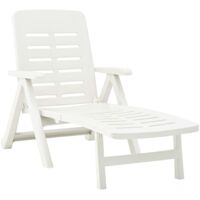 Vidaxl – Chaise longue pliable en plastique blanc – Dimensions 72 x 189 x 96 cm – Résistante aux intempéries – Dossier réglable et pliable