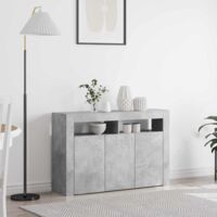 Vidaxl – Buffet gris béton 116 x 75 cm – Bois d'ingénierie – Éclairage LED RGB intégré – Design moderne pour espaces contemporains